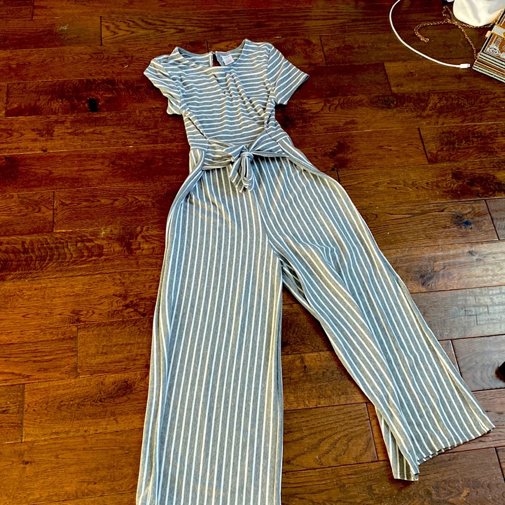 Sideways striped kids one suit.